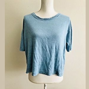 Poetry Linen Shirt Top Blouse Linen Knit Blue Boxy
